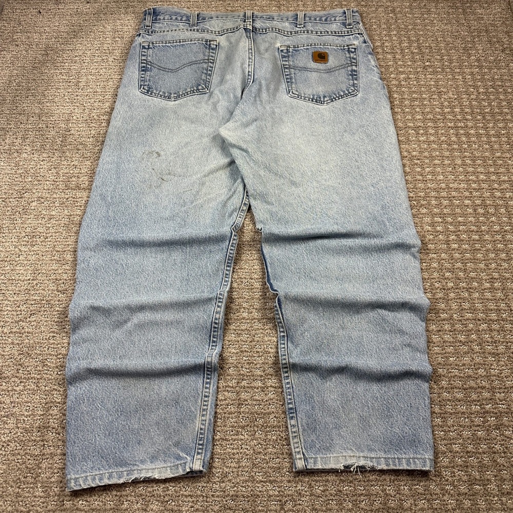 Vtg Carhartt B17 DST Relaxed Fit Tapered Leg Jeans Light Wash Blue Mens 40x34
